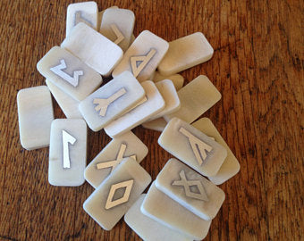 Bone and Silver Copper or Brass Elder Futhark Runes