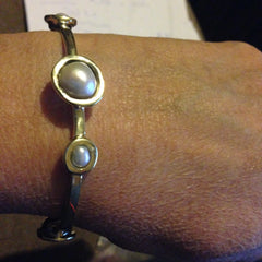 Silver and pearl bangles