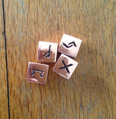 Elder Futhark copper rune dice