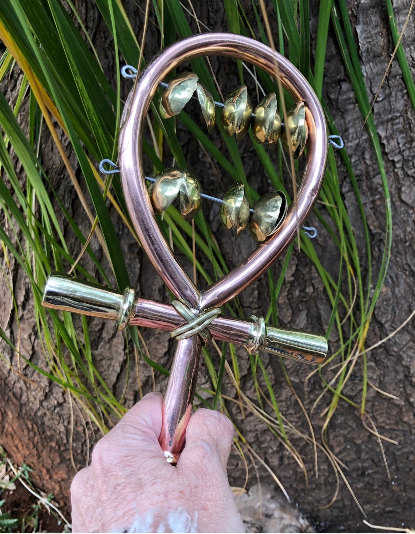 Copper and brass large sistrum