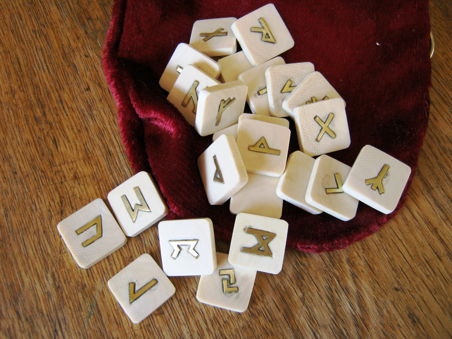 Elder Futhark bone and brass runes. Norse runes gift