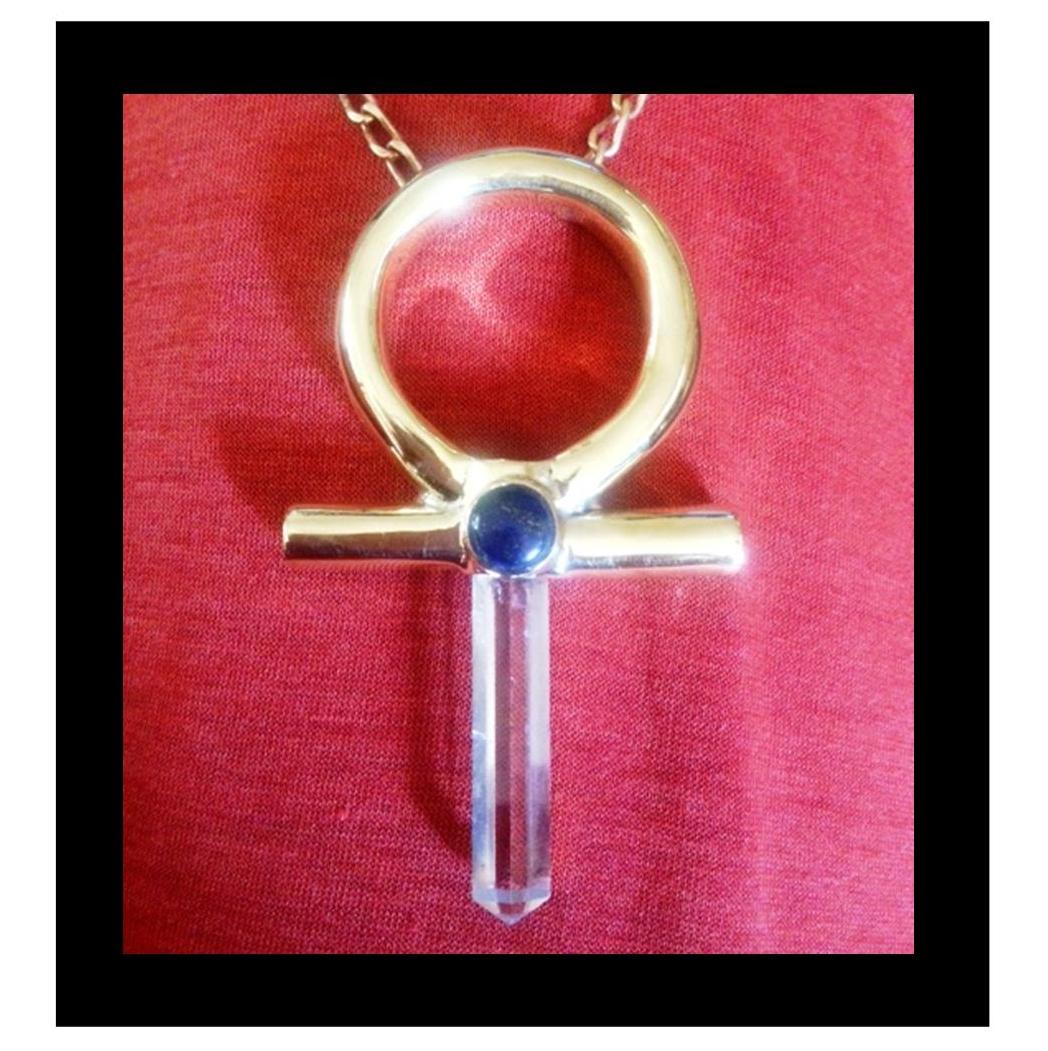 Beautiful brass ankh pendant with handmade chain