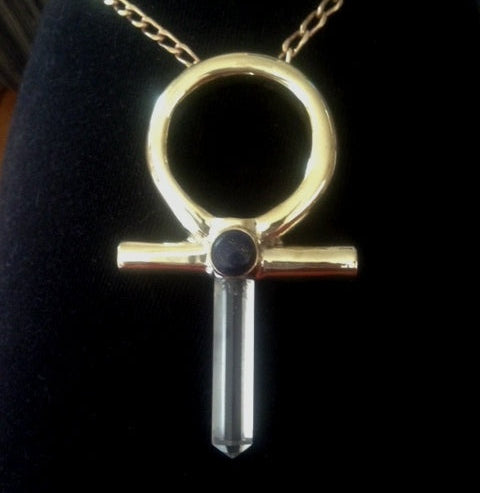 Beautiful brass ankh pendant with handmade chain