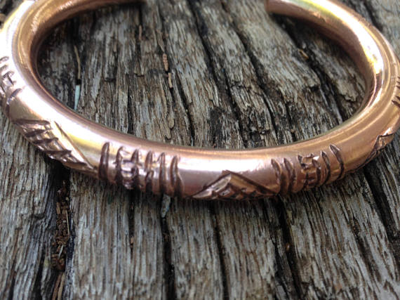 Solid copper African Ndebele bangle. Copper African torque bangle