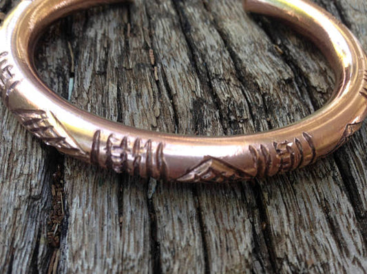 Solid copper African Ndebele bangle. Copper African torque bangle