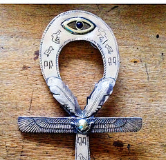 Large sterling silver Ankh with wings of Ma'at