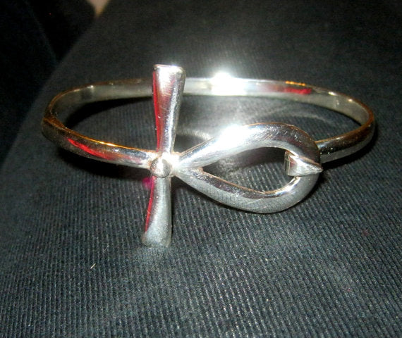 Silver African ankh bangle