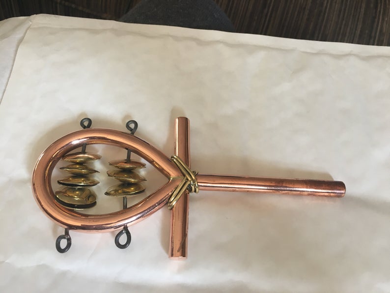 Copper and brass large sistrum